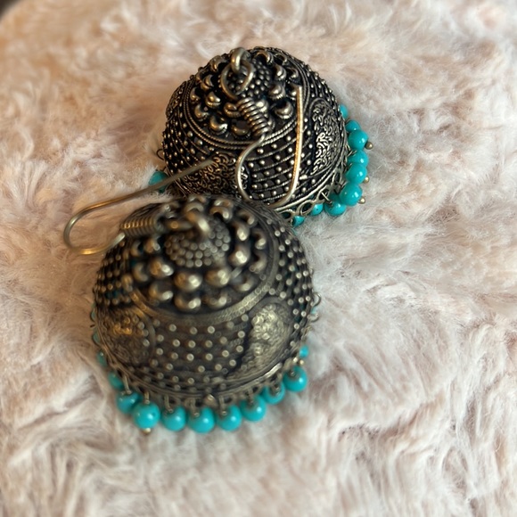 Blue jhumkas - Picture 2 of 3